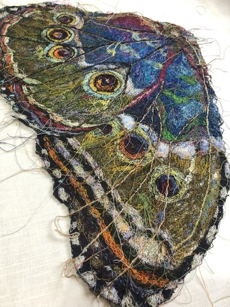 Buterfleoge — CAROLA VAN DYKE studio Textiles Sketchbook, Vibrant Butterfly, A Level Textiles, Textile Museum, Bear Rug, Theme Nature, Nature Artists, African Textile, Layered Art