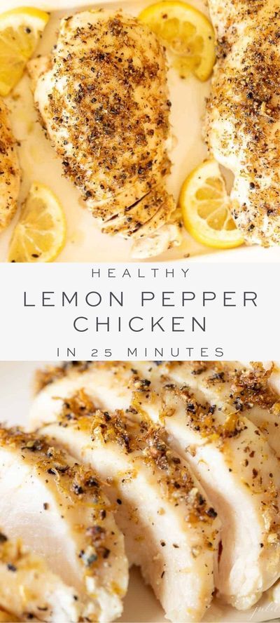 Lemon Pepper Chicken Breast Recipe, Baked Lemon Chicken, Recipes With Chicken And Peppers, Low Cholesterol Recipes, Julie Blanner, Low Calorie Dinners, Lemon Pepper Chicken, Pepper Chicken, Baked Chicken Breast