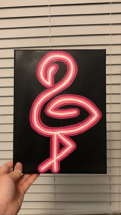 Flamingo Neon Sign Acrylic Painting | Pink canvas art, Canvas painting designs, Mini canvas art Neon Letter Painting, Neon Pink Painting, Neon Lights Painting, Neon Drawing Ideas, How To Paint Neon Effect, Neon Effect Painting, Neon Sign Painting Canvas Diy, Neon Art Painting Easy, Neon Art Drawings