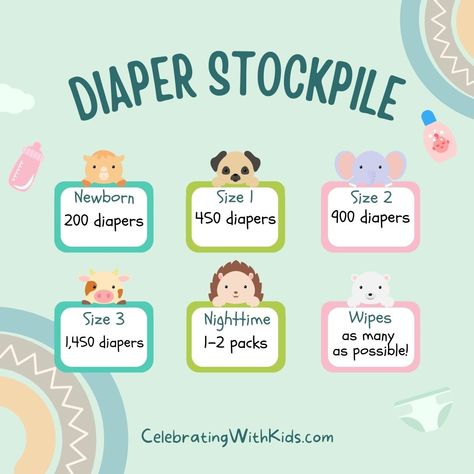 Diaper Stockpile Chart, How Many Diapers To Buy In Each Size, Nesting Party, Baby Freebies, Baby Routine, Newborn Baby Tips, Newborn Mom, Baby Checklist, Baby Friends