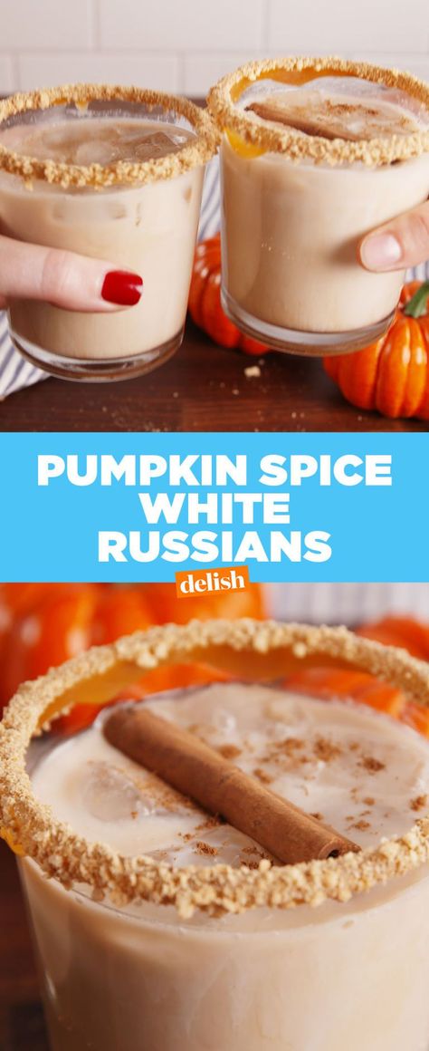 Pumpkin Spice White Russian, Spiced Cocktail, Pumpkin Spice Drinks, Pumpkin Spice Creamer, Pumpkin Drinks, Spiced Drinks, Thanksgiving Drinks, Creme Dessert, White Russian