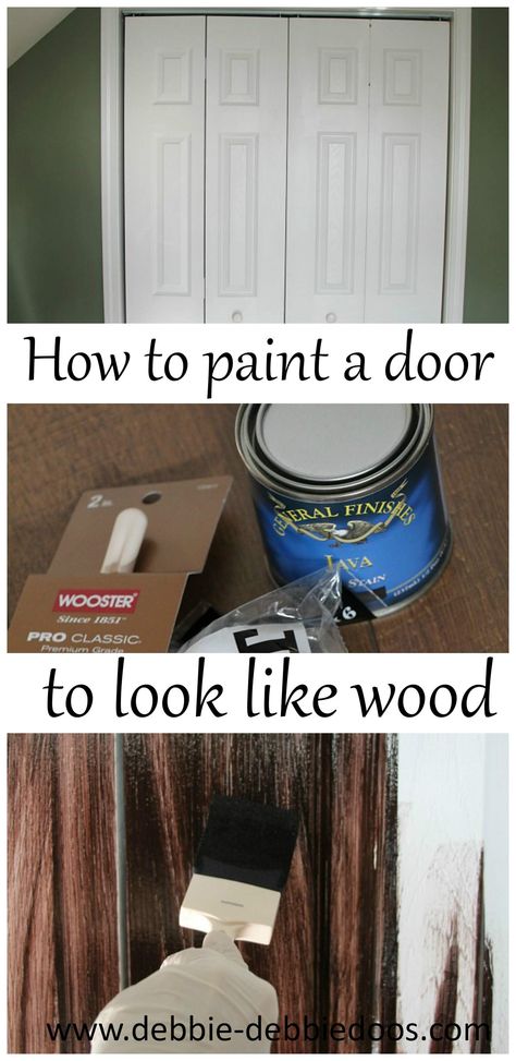 How to paint a plain white door to look like rustic wood Paint A Door, Bathroom Construction, Stained Doors, White Door, Into The Wood, White Doors, Up House, French Doors Interior, Wood Doors Interior