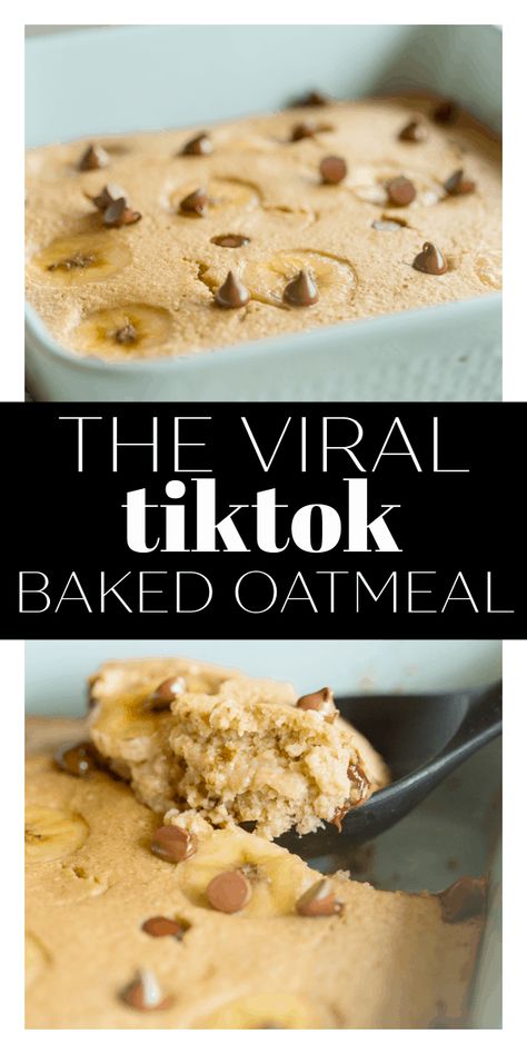 Coconut Milk Oatmeal Bake, Baked Oatmeal No Milk, Banana Cinnamon Baked Oatmeal, Baked Oats With Egg, Baked Oatmeal Applesauce, Baked Oatmeal Tiktok, Banana Oat Bake Healthy, Baked Quick Oats Recipes, Baked Oats Casserole