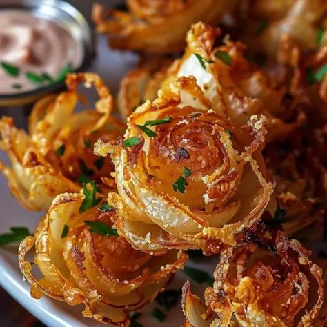 Crispy Mini Blooming Onions in Air Fryer Baby Air Fryer Blooming Onions, Air Fryer Crispy Onions, Onions In Air Fryer, Mini Blooming Onions, Onion Fries, Blooming Onion Recipe, Airfry Recipes, Blooming Onions, Onion Chips