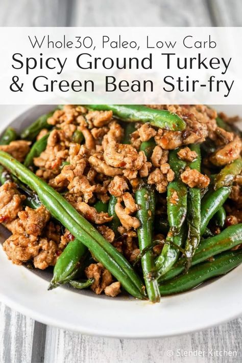 Ground Turkey And Green Beans, Spicy Stir Fry Sauce, Turkey And Green Beans, Spicy Stir Fry, فاصوليا خضراء, Wraps Recipes, Easy Stir Fry, Resep Diet, Fry Sauce