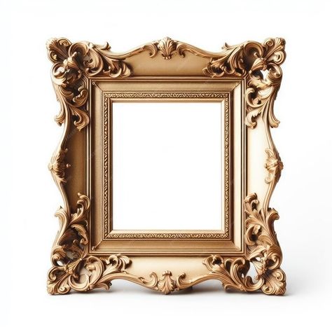 Premium AI Image | Gold and old wooden picture frame vintage decorative frame isolated on white background Vintage Ornate Frame, Old Gold Picture Frames, Gold Ornate Frame, Picture Frame Vintage, Large Ornate Picture Frames, Gold Border Frame Transparent, Wooden Picture Frame, Photo Gold, Decorative Frame