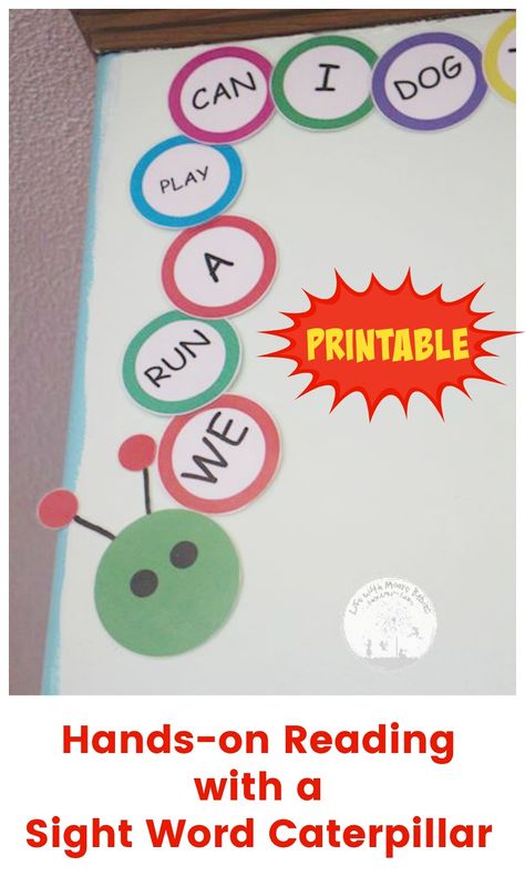 Give kids a fun and active way to learn and review sight words with a free, printable word caterpillar! Makes a great hands-on learning tool for young readers. Sight Word Caterpillar, Learning Sight Words, Teaching Sight Words, Cvc Word Families, Sight Word Reading, Baby Learning Activities, Site Words, Free Quiz, Reading Intervention