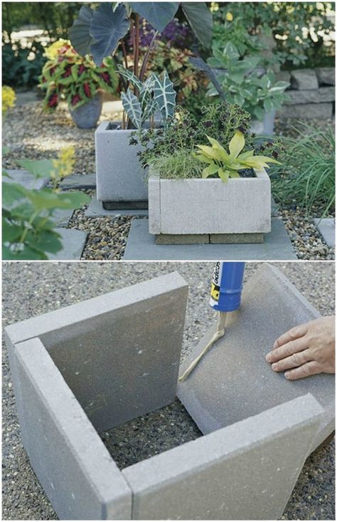 Outdoor Living Space Diy, Diy Garden Pots, نباتات منزلية, Concrete Planter, Rock Garden Landscaping, Outdoor Living Spaces, Landscape Designs, Diy Planters, Ideas Bathroom