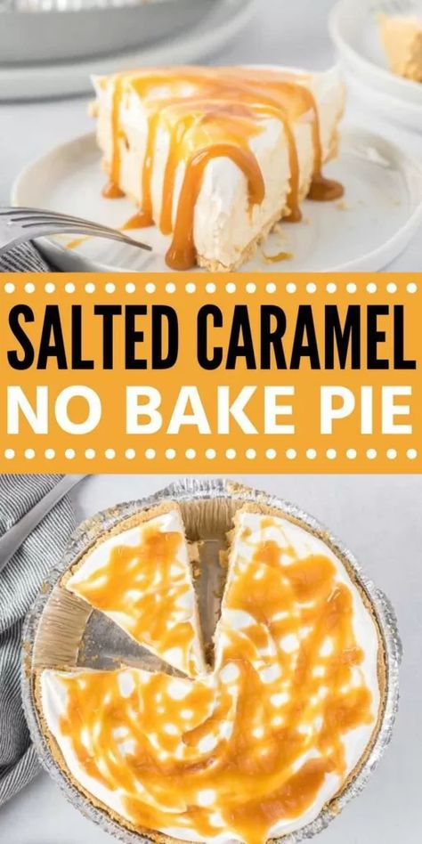 Salted Caramel Pie Recipe, Caramel Pie Recipe, Salted Caramel Pie, Cream Cheese Whipped Cream, Cool Whip Desserts, Baking Recipes Pie, Caramel Pie, No Bake Recipe, Baked Caramel