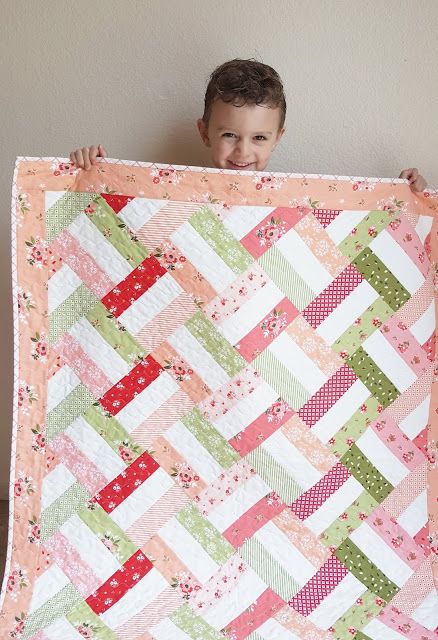 Rail Fence Baby Quilt Free Pattern, Riley Blake Designs Free Pattern, Purple Baby Quilt Ideas, Child Quilt Patterns, Pink And Green Quilts Ideas, Children’s Quilt Patterns, Baby Girl Quilt Patterns Free Easy, Baby Girl Quilts Ideas, Baby Quilt Patterns Easy Girl