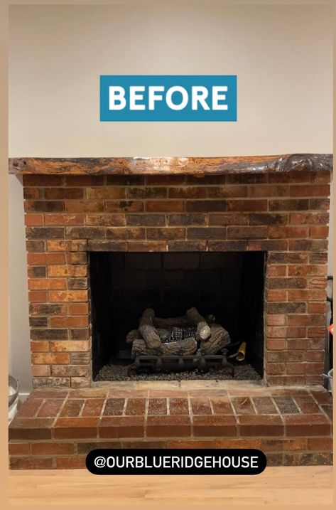 We recently moved into a new house and the fireplace was not our style. If you’re considering a brick fireplace makeover DIY, then you probably know what I’m talking about. A fireplace can be a beautiful focal point in a living room, but outdated brick fireplaces tend to be more of an eyesore. #fireplace #diy Brick Fireplace Redo, Fireplace Makeover Diy, Update Brick Fireplace, Fireplace Remodel Diy, Brick Fireplace Mantles, Brick Fireplace Remodel, Black Tile Fireplace, Brick Fireplace Decor, Black Brick Fireplace