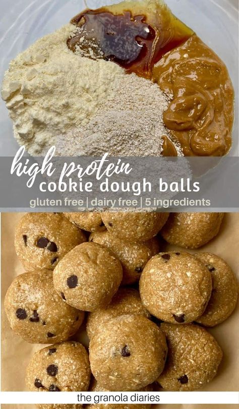 High Protein Cookie Dough Balls - gluten free, healthy, vegan, only made with 5 ingredients in 1 bowl Gf Df Protein Balls, Arbonne Cookie Dough Recipe, Smooth Protein Balls, Protein Balls With Oat Flour, Oatless Protein Balls, Protein Balls Cookie Dough, Protein Balls With Coconut Flour, Gluten Free Protein Balls No Oats, Protein Balls No Oatmeal