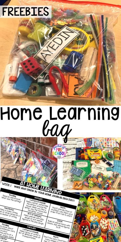 Take Home Learning Bags - Pocket of Preschool Pocket Of Preschool, Design For Beginners, Virtual School, Preschool At Home, Beginning Of School, Preschool Classroom, Digital Learning, Home Learning, Online Teaching