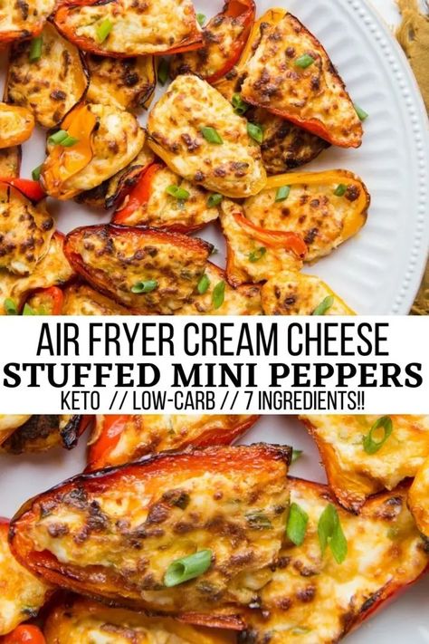 Cream Cheese Stuffed Mini Peppers, Air Fryer Cream Cheese, Cheese Stuffed Mini Peppers, Mini Peppers, Air Fryer Oven Recipes, Stuffed Mini Peppers, Air Fry Recipes, Quick And Easy Appetizers, Air Fryer Dinner Recipes