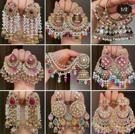 😍New collection of earrings arrival.. hurry up 🛍️to get thiss latest collection..for more information u can call and message on the given number 📲-9202472908 Latest Earrings Design, Bridal Jewelry Sets Brides, Indian Wedding Jewelry Sets, Pretty Jewelry Necklaces, Bridal Jewellery Design, Diy Gift Set, Fancy Jewellery Designs, Indian Jewellery Design Earrings, Diy Earring