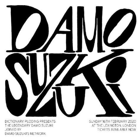 Phillip Block en Instagram: “Animated gig poster for Damo Suzuki of Can #animation #animated #gigposter #posterdesign #graphicdesign #graphic #design #lettering…” Cv Website, Inspiration Typographie, Mises En Page Design Graphique, Visuell Identitet, Graphisches Design, Gig Poster, 타이포그래피 포스터 디자인, Aesthetic Fonts, Graphic Design Fonts