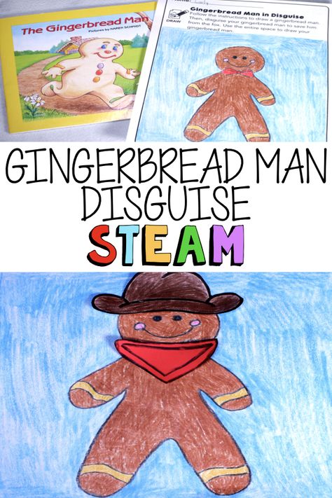 12 Days of Christmas STEM: (Disguise the Gingerbread Man) One of our favorite ways to increase student engagement during the craziness of the holidays is with STEM. To make it easy for teachers to implement STEM during this busy time in the classroom, we have compiled a list of 12 Days of Christmas STEM activities. Our Day 4 activity is a Gingerbread Disguise STEAM activity. Follow these step-by-step instructions to engage your students in saving the gingerbread man! #STEAM #STEM Gingerbread Man Stem Kindergarten, Gingerbread Steam Activity, Buddies Activities Elementary, Gingerbread Christmas Activities, Christmas Stem Kindergarten, Kindergarten Buddy Activities, Gingerbread Day Activities, How To Catch A Gingerbread Man, Step Up Day Activities Teachers