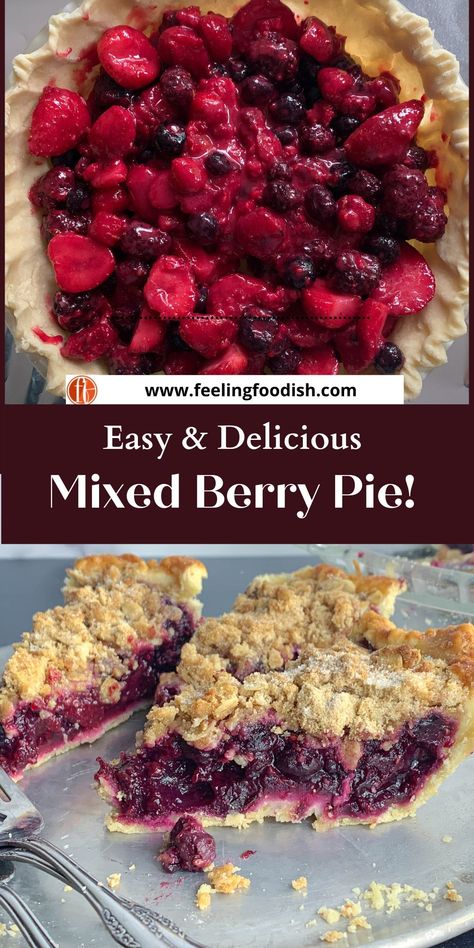 Berry Pie With Streusel Topping, Four Berry Pie, Triple Berry Pie From Frozen Berries, Triple Berry Crumble Pie, Pie Recipes Berry, Mountain Berry Pie, Marion Berry Pie, Fresh Berry Pie Recipe, Healthy Berry Pie