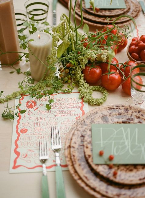 Gratitude Dinner with Tomato-Inspired Floral Design — MIHO Siren Floral Co, Lush Backyard, Italian Dinner Party, Italian Party, Al Fresco Dinner, Unique Floral Design, Italian Dinner, Summer Soiree, In Season Produce