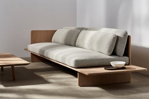 Benchmark Upholstery, Minimalism And Craftsmanship Meja Sofa, Small Sectional Sofa, Sofa L, Wooden Sofa Designs, Armchair Bed, Minimalist Sofa, Space Copenhagen, Set Sofa, Corner Sofa Set