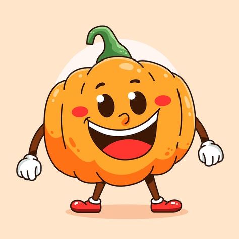 Free vector hand drawn pumpkin cartoon i... | Free Vector #Freepik #freevector #cartoon-illustration #food-character #cartoon #cute-character Flat Cartoon Character, Food Character, Pumpkin Cartoon, Pumpkin Character, Preschool Charts, Cartoon Pumpkin, Vegetable Cartoon, Pumpkin Pictures, Character Cartoon