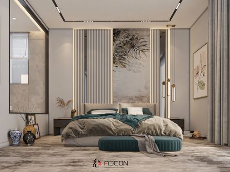 Masters Bedroom Modern Luxury, Contemperory Bedroom Design, Master Room Back Wall, Bedroom Interior Design Luxury Elegant, Master Bedrooms Interiors Luxury, Luxurious Bedroom Interior Design, Master Room Bed Designs, Bed Feature Wall Ideas, Small Luxurious Bedrooms