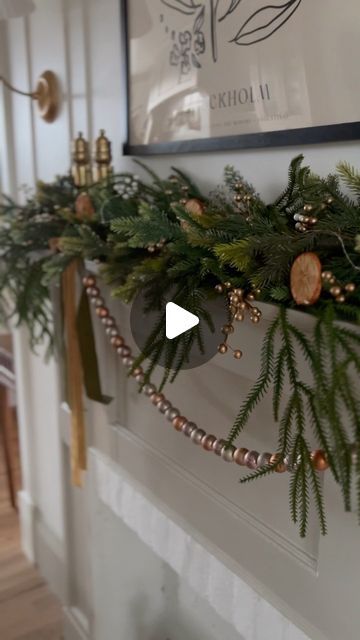 Mantelpiece Christmas Garlands, Year Round Fireplace Garland, Mantel Wreaths Fireplaces, Fireplace Mental Christmas Decor, Christmas Tree Beside Fireplace, Decorate Fireplace With No Mantle, Xmas Decorating Ideas House, Lamps On Mantles Fireplaces, 2024 Christmas Mantle Decor