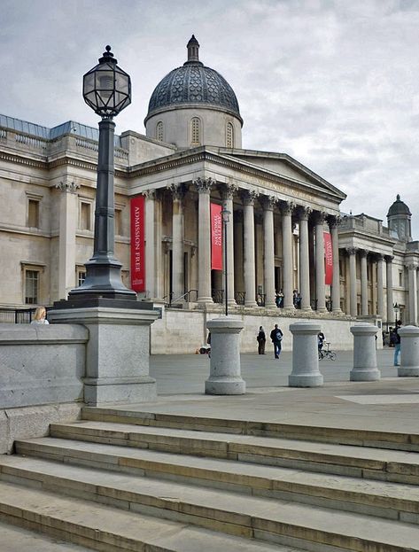 National Gallery in Trafalgar Square, London London Museums Art, National Gallery London Aesthetic, National Art Gallery London, Edinburgh Painting, The Virgin Of The Rocks, Virgin Of The Rocks, The National Gallery London, National Art Gallery, Famous Museums