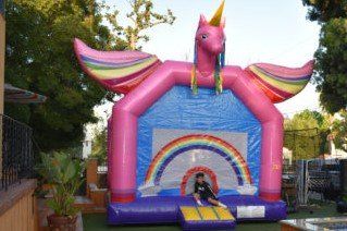 Unicorn With Rainbow, Rainbow Wings, Post Prom, Jumping Castle, Girl Parties, Bounce House Rentals, Inflatable Bounce House, Fun Size, Unicorn Lover