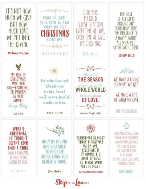 Christmas Quotes {FREE Printable Cards} | Skip To My Lou Christmas Quotes Printable, Christmas Card Sentiments, Cute Christmas Quotes, Christmas Card Verses, Free Printable Christmas Cards, Best Christmas Quotes, Christmas Card Sayings, Christmas Card Messages, Christmas Sayings