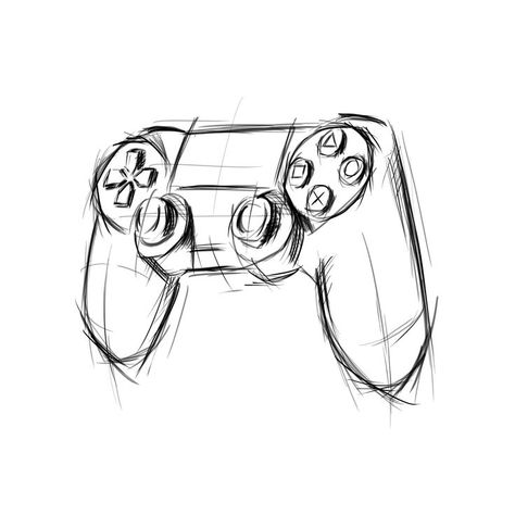 Ps5 Controller Drawing, Gaming Drawings Ideas, Gamer Doodles, Video Game Controller Drawing, Playing Video Games Drawing Reference, Game Controller Drawing, Gamer Sketch, Video Games Drawing, Video Game Drawing