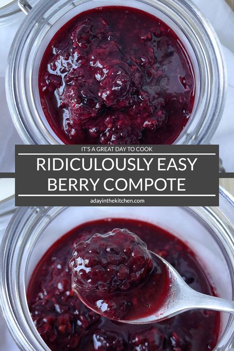 Blackberry Compote Easy, Mulberry Compote Recipe, Fruit Compote For Yogurt, Berry Compote For Cheesecake, How To Make Compote, Healthy Berry Compote, Warm Berry Compote, Berry Compote Frozen Berries, Boysenberries Recipes