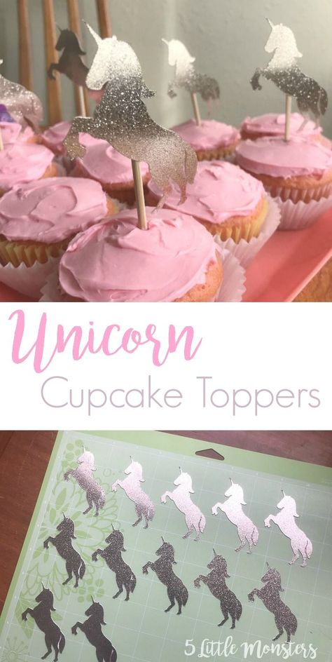 Unicorn Cupcake Toppers #cakesofinstagram Cricut Unicorn Cake Topper, How To Make Cupcake Toppers With Cricut, Diy Cupcake Toppers Cricut, How To Make Cupcake Toppers, Cricut Unicorn Birthday, Cupcake Toppers Cricut, Cricut Cupcake Toppers, Monster Truck Cake Ideas, Craft Birthday Party Ideas