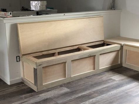 Bench Seat with Storage Build Bench Seat With Storage, Dining Bench With Storage, Seating In Kitchen, Diy Bench Seat, Seat With Storage, Built In Bench Seating, Kitchen Storage Bench, Corner Bench Seating, Nook Bench