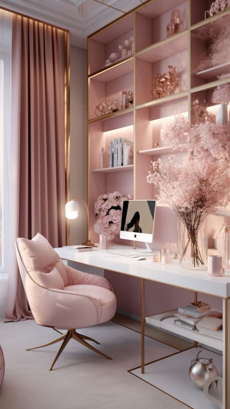 office room  office design interior small office modern office interiors cozy winter  cozy aesthetic  winter aesthetic  cozy winter Feminine Home Office Ideas, Feminine Home Offices, Cozy Home Office, Office Room Decor, A Desk, Room Inspiration Bedroom, Dream House Decor, Home Office Design, Ideas Home