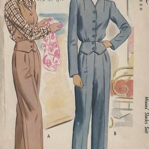 Vintage Vogue Sewing Patterns, Fashion 1940s, 40s Fashion, Suit Trousers, Couture Vintage, Trousers Pants, Old Fashion, 1940s Fashion, Vintage Vogue