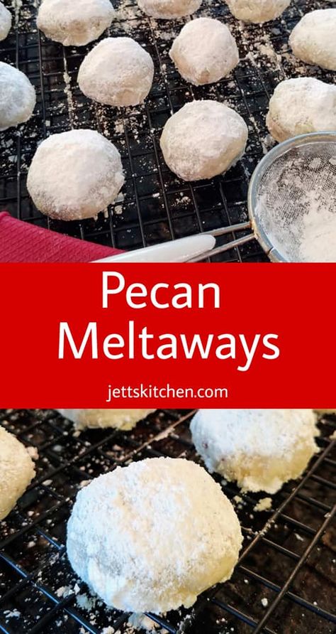 Mennonite Christmas Cookies, Gingerbread Meltaway Cookies, Pecan Meltaways Recipe, Meltaway Cookies Christmas, Butter Pecan Meltaways Recipe, Pecan Cookies With Powdered Sugar, Patti Melt Recipe, Divinity Cookies Recipe, Christmas Meltaway Cookies