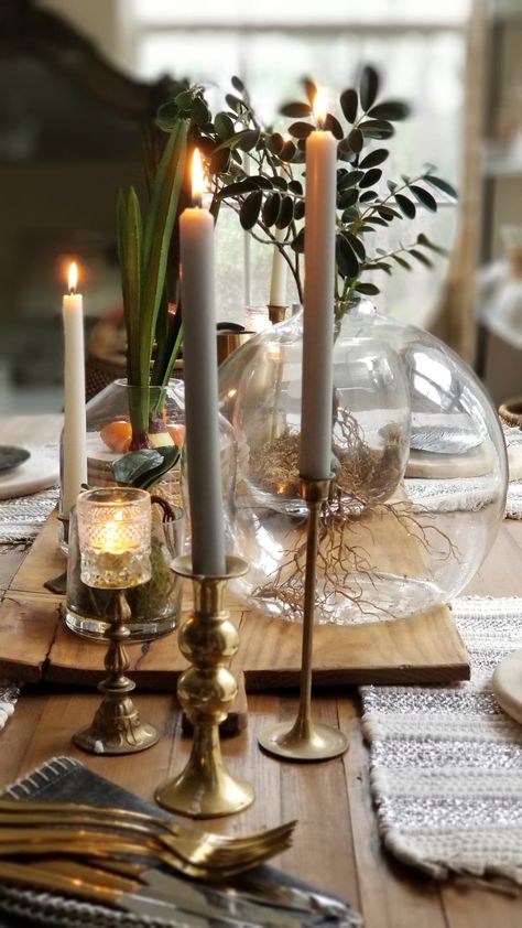 Natural Elements and Textures Style Decor Ideas 2019 HKLivingUSA Dining Table Candlestick On Dining Table, Candles On Kitchen Table, Dining Candle Centerpiece, Candlesticks Dining Table, Boho Centerpieces Dining Table, Dining Table With Candlesticks, Dining Table Decor Candle Sticks, Witchy Dining Table, Dining Table Organization Ideas