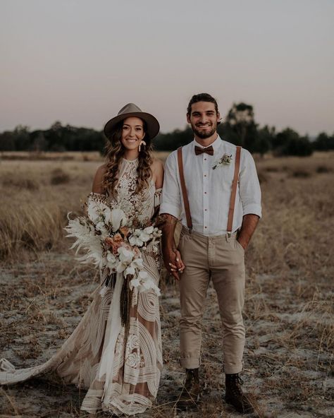 Boho Wedding Outfit Men, Wedding Hats For Bride, Bohemian Groom, Wide Brim Hat Outfit, Flower Crown Wedding Hair, Groom Wedding Outfit, Rustic Wedding Attire, Love Is A Beautiful Thing, Camp Fires