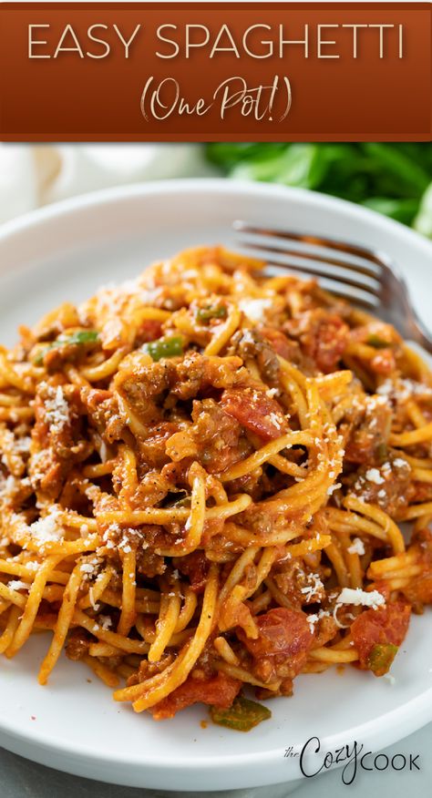 spaghetti with a meat sauce. Italian One Pot Pasta, Spaghetti Ideas Dinners, Pasta For Dinner Recipes, Best Marinara Pasta Recipe, Easy Spagetti Sauce, Spaghetti Recipes Stove Top, Italian Spaghetti Sauce Recipes, Spam Spaghetti Recipes, Pasta Dishes With Marinara Sauce