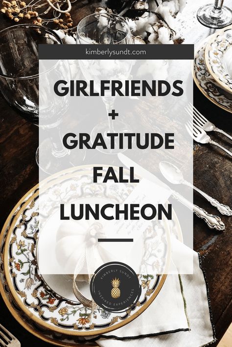 Girlfriend Gathering Ideas, Ladies Thanksgiving Party, Host A Fall Party, Monthly Get Together Ideas, Fall Girlfriend Party, Fall Themed Get Together, Blessings Party For Women, Gratitude Dinner Ideas, Fall Womens Party Ideas