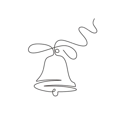 One Line Christmas Drawing, Last Bell Drawings, Christmas Line Drawings, Christmas Bell Drawing, Drawing Of Christmas, Bell Illustration Drawings, Christmas Bells Drawing, Christmas Bells Illustration, Bell Sketch