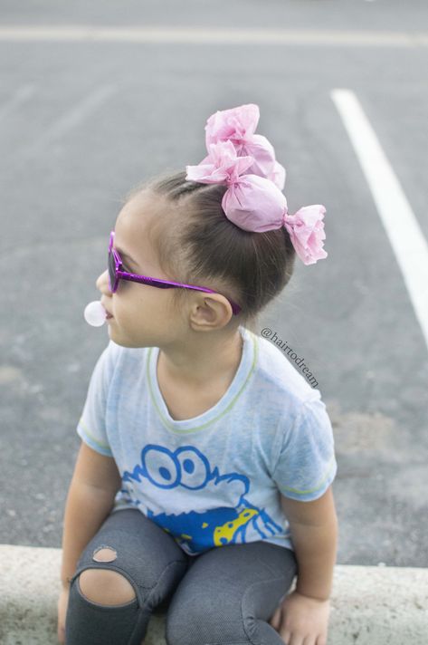 Crazy Hair Day Bun Ideas, Cotton Candy Crazy Hair Day, Candy Day At School, Donut Hair Bun Crazy Hair Day, Candy Crazy Hair Day, Crazy Hair Day For Toddler Girl, Short Crazy Hair Day At School, Lollipop Hairstyles, Fun Buns Hairstyles For Kids