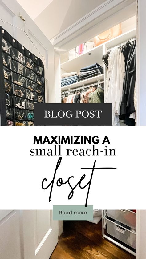 Maximizing a small reach-in closet where every inch counts — Organize Nashville Small Closet With High Ceiling, Reachin Closet Ideas, Small Reach In Closet Ideas Layout, Maximize Reach In Closet Space, Long Reach In Closet Ideas, Odd Closet Space, Master Reach In Closet, Standard Closet Dimensions, Tall Ceiling Closet Storage