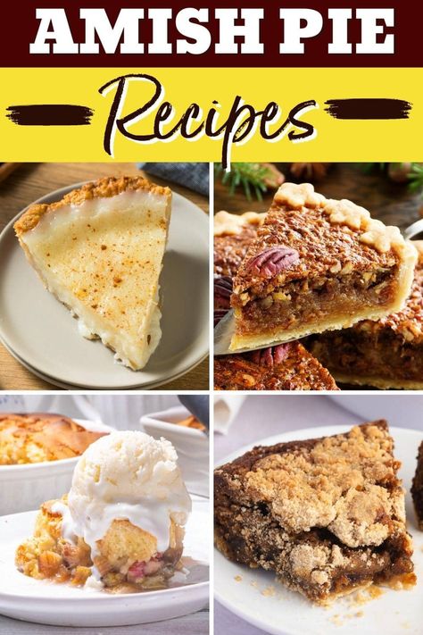 Whip up an old-fashioned treat with these Amish pie recipes! From shoofly to sugar cream to oatmeal, each one is a true delight. Amish Coconut Cream Pie, Amish Corn Pie, Classic Amish Oatmeal Pie, Amish Pies Recipes, Coconut Pies Recipes Old Fashioned, Amish Sugar Cream Pie, Amish Cream Pie, Amish Peach Cream Pie, Sugar Cream Pie Recipe Indiana Amish