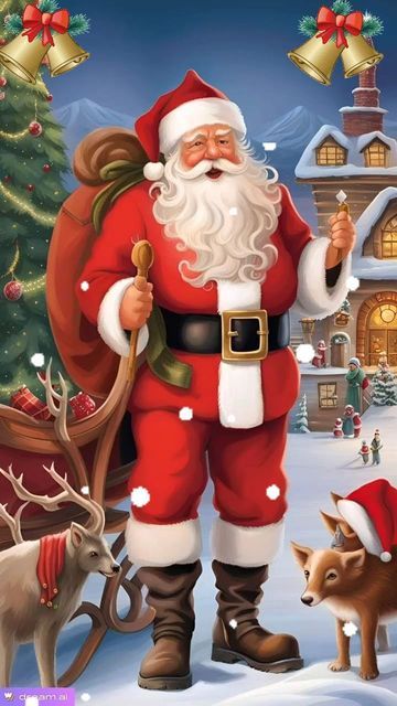 Santa Claus Images, Merry Christmas Pictures, Santa Art, Christmas Artwork, Christmas Phone Wallpaper, Kraf Diy, Santa Clause, Christmas Scenes, Christmas Paintings