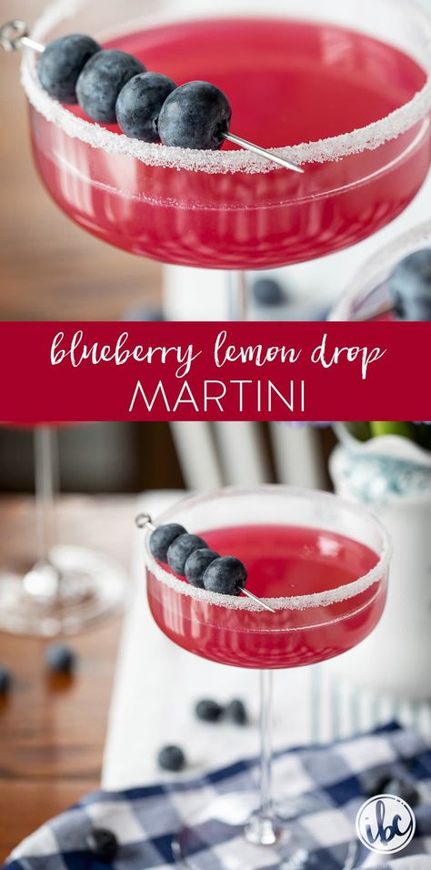 Sip on the refreshing combination of blueberries and lemons with this simple yet sophisticated Blueberry Lemon Drop Martini. Learn how to shake a cocktail that's the perfect blend of sweet, tart, and refreshing! Whether you're hosting a gathering or enjoying a quiet night in, this martini is the perfect way to add a splash of refreshing flavor to your day. Easy Sweet Martini Recipes, Tito’s Blueberry Vodka Cocktail, Flavored Lemon Drop Martini, Blueberry Syrup Cocktail, How To Make A Lemon Drop Martini, Blueberry Lemon Martini, Fun Cocktail Recipes Vodka, Flavored Vodka Martinis, Blueberry Smash Cocktail