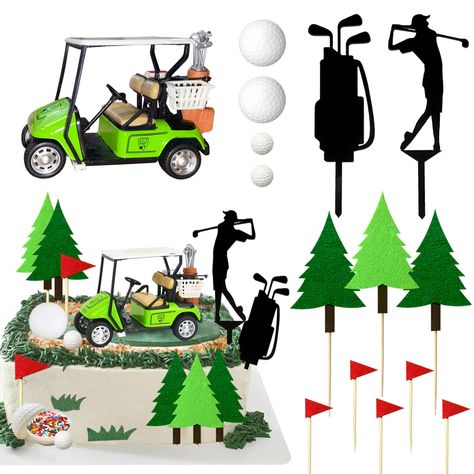 Golf Cake Designs For Men, Golf Cake Topper Printable, Golf Cakes For Men Birthdays, Golf Cakes For Men Birthdays Easy, 2 Tier Golf Cake, Golf Cake Toppers, Golf Themed Cakes, Golf Cart, Golf Birthday Cakes