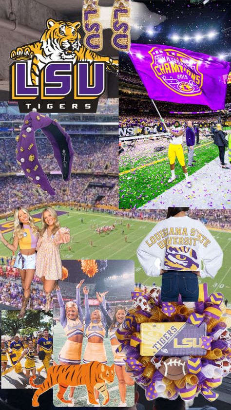 #lsu #lsucheer Lsu Aesthetic, Lsu Sorority, Lsu Tailgate, Lsu Gymnastics, Lsu Baseball, Dream Collage, Geaux Tigers, Dream College, Louisiana State University