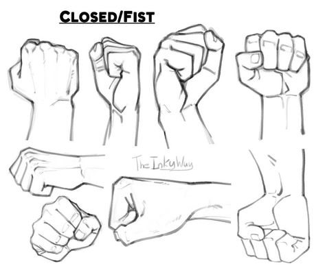 Hand References: Fists by TheInkyWay on DeviantArt Hand Gesture Drawing, Hand References, Easy Hand Drawings, Beautiful Pencil Drawings, Hand Gestures, Hand Drawing Reference, Hand Gesture, Body Reference Drawing, Hand Reference